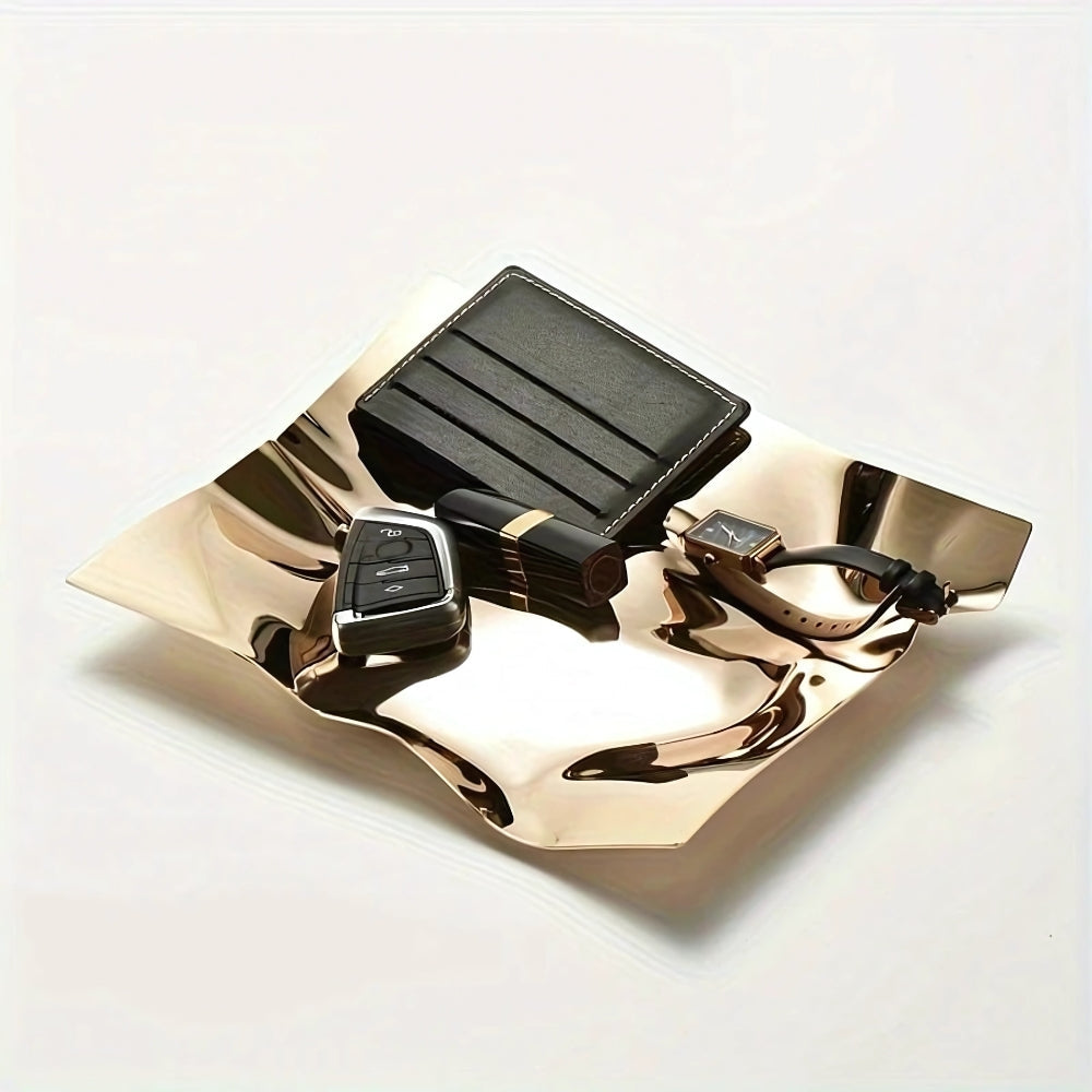 Skorter | Wrinkled Stainless Steel Obsidian Tray