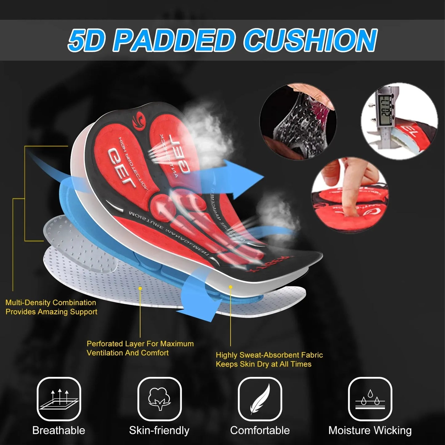 Skorter | Breathable Mesh Cycling Shorts with Gel Padding | Shockproof Cycling Shorts for Men