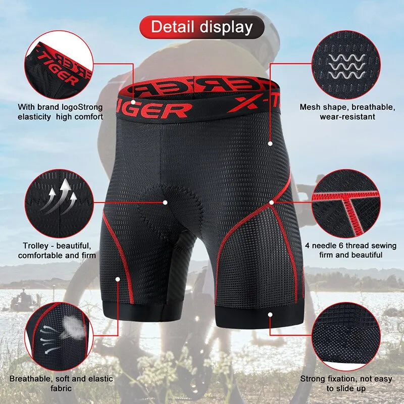 Skorter | Breathable Mesh Cycling Shorts with Gel Padding | Shockproof Cycling Shorts for Men