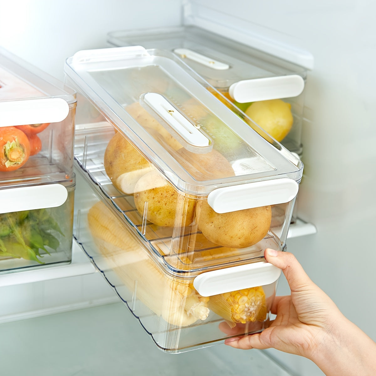 Skorter | 1 pc Refrigerator Storage Box – Food Safe PET Storage Container, Single/Double Layer