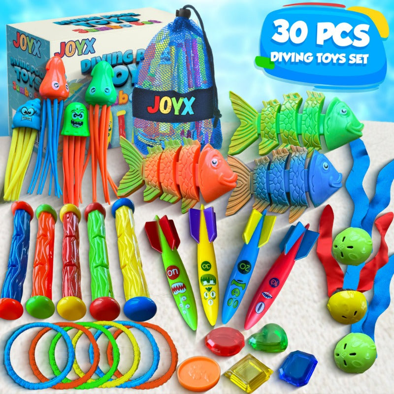 Skørter | 30 Pcs Swimming Toy Set with Storage Bag & Water Toys Swimming Learning & Diving Skills Development for Kids