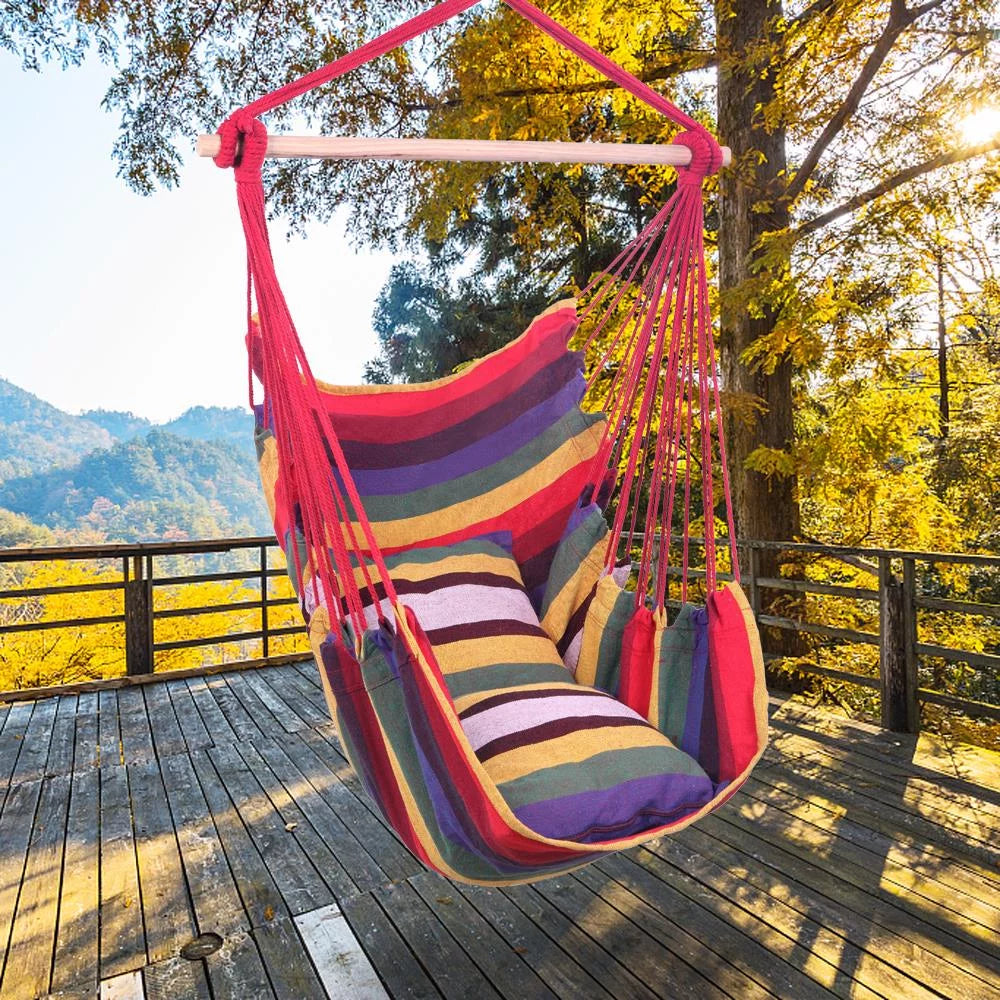 Skørter | Hanging Rope Swing Chair Hammock with Two Cushions
