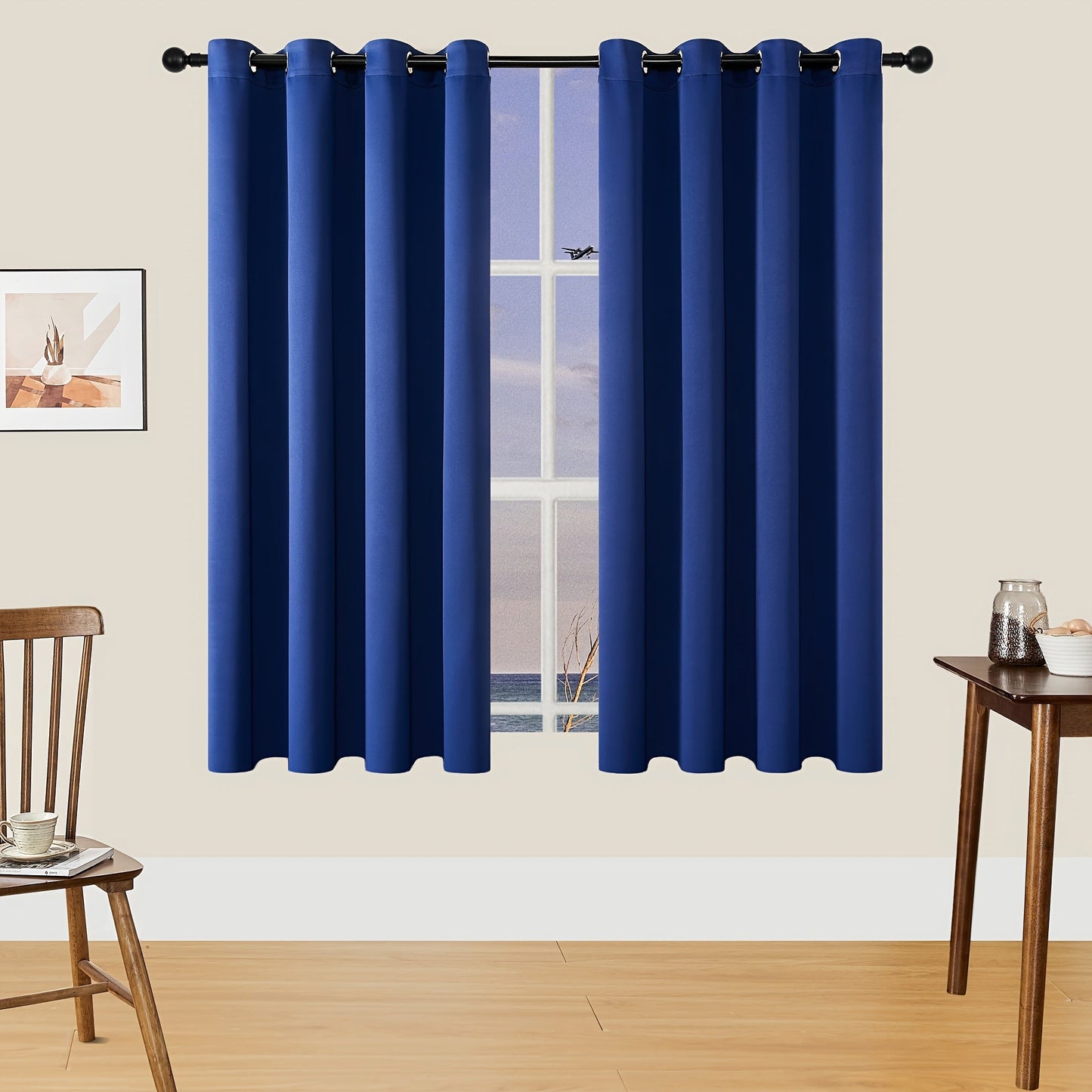 Skorter | Blackout Curtains - 2 Pieces Modern Polyester Curtains with Thermal Insulation and Rings