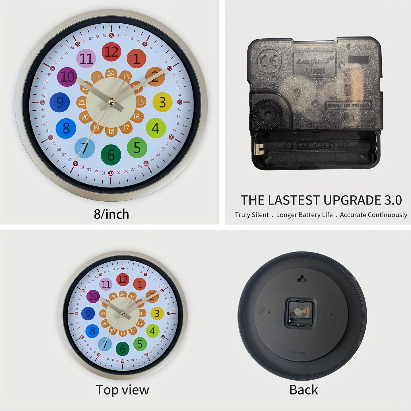 Skorter | 8-inch Plastic Wall Clock - Sunflower Design, Silent Clock