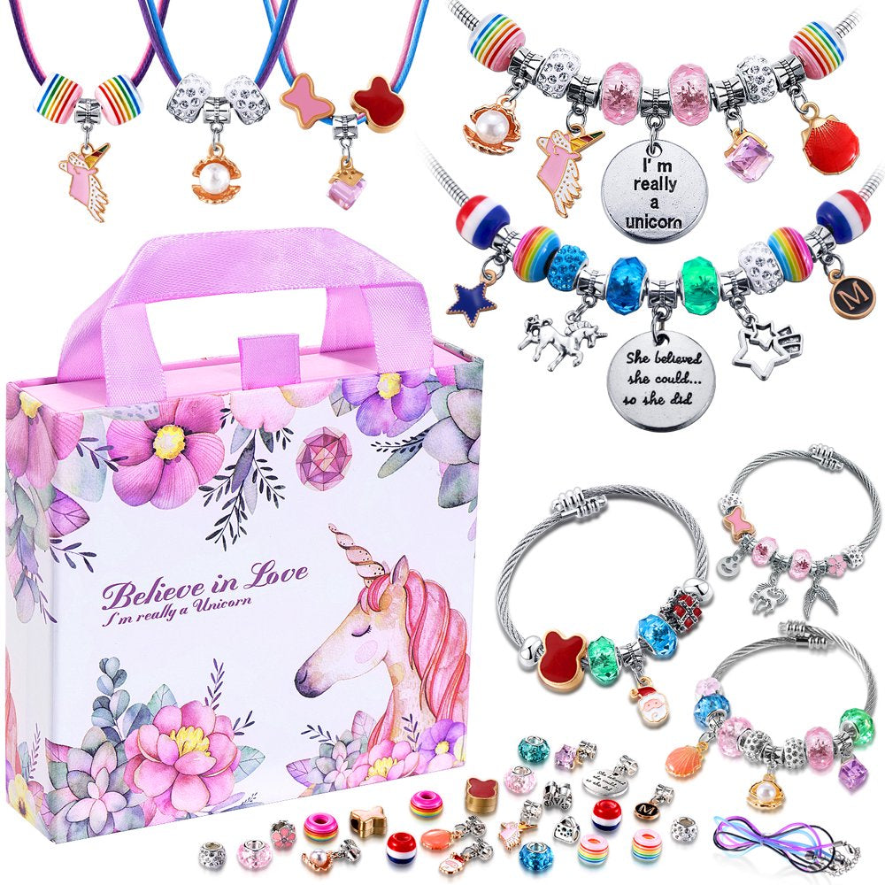 Skørter | Charm Bracelet Making Kit, Gifts for 6 7 8 9 year old girls, Girl toys aged 6-12, 6 7 8 9 year old girl birthday gifts, Arts and crafts for children aged 6-8, Jewelry making set