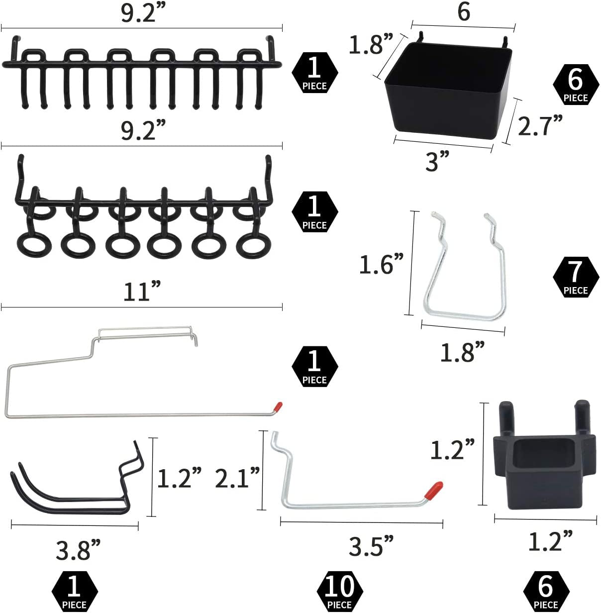 Skorter | 150 Piece Pegboard Hooks Assortment, Metal Pegboard Hooks, Plastic Bins, and Peg Locks for Organizing Tools