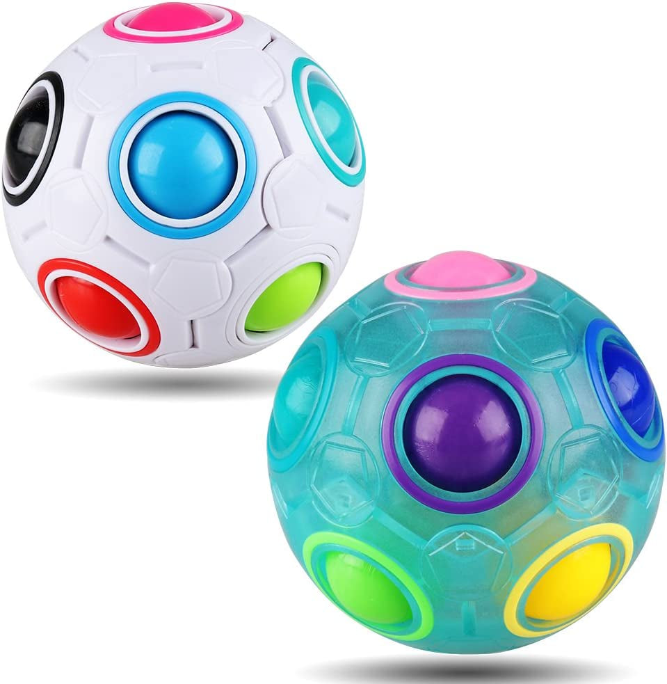 Skørter | Set with 2 Rainbow Puzzle Ball Cube Magic Rainbow Ball Puzzle Bundle Stress Fidget Ball Brain Teaser