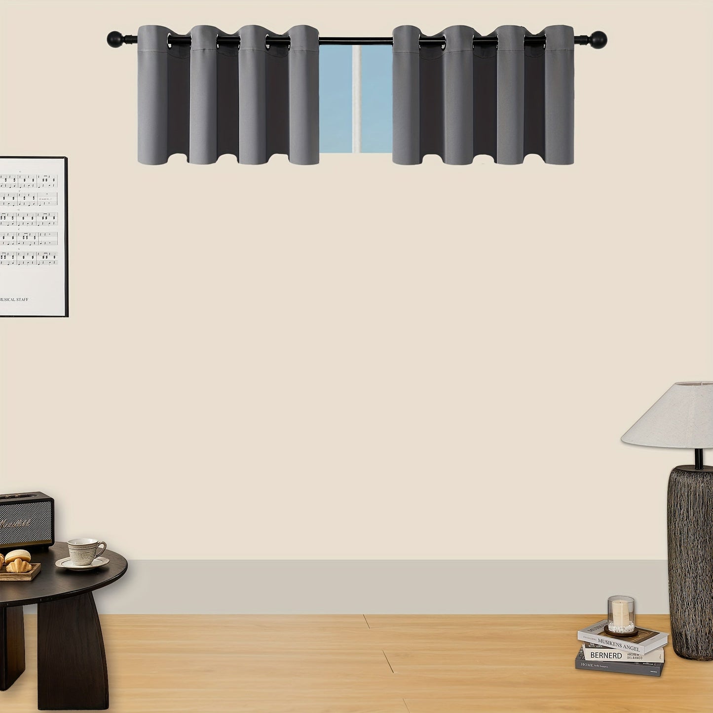 Skorter | Blackout Curtains - 2 Pieces Modern Polyester Curtains with Thermal Insulation and Rings