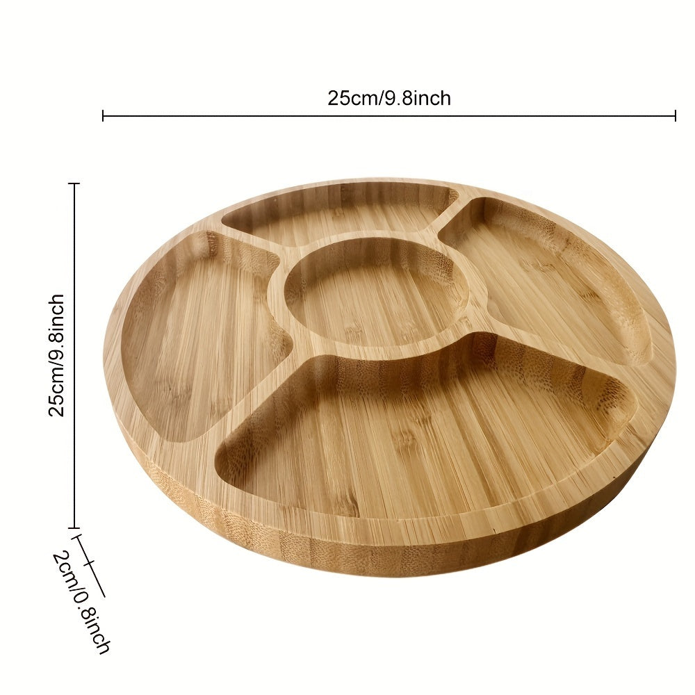 Skorter | BambooServe - Round Bamboo Snack Tray | Sustainable Plate for Meal & Fruit