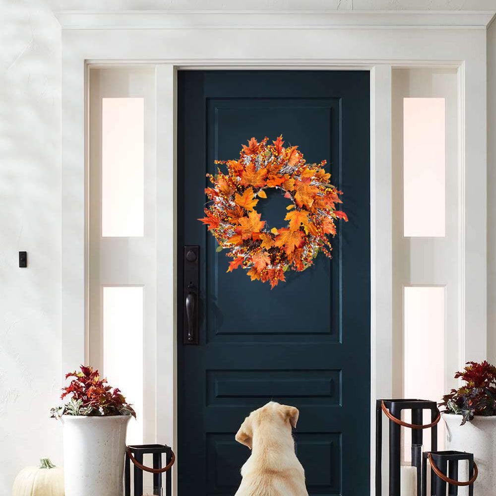 Skørter | Autumn Wreath, Artificial Autumn Wreaths for Front Door Outside, Autumn Harvest Door Wreath Thanksgiving Wreath for Home/Inside/Outside