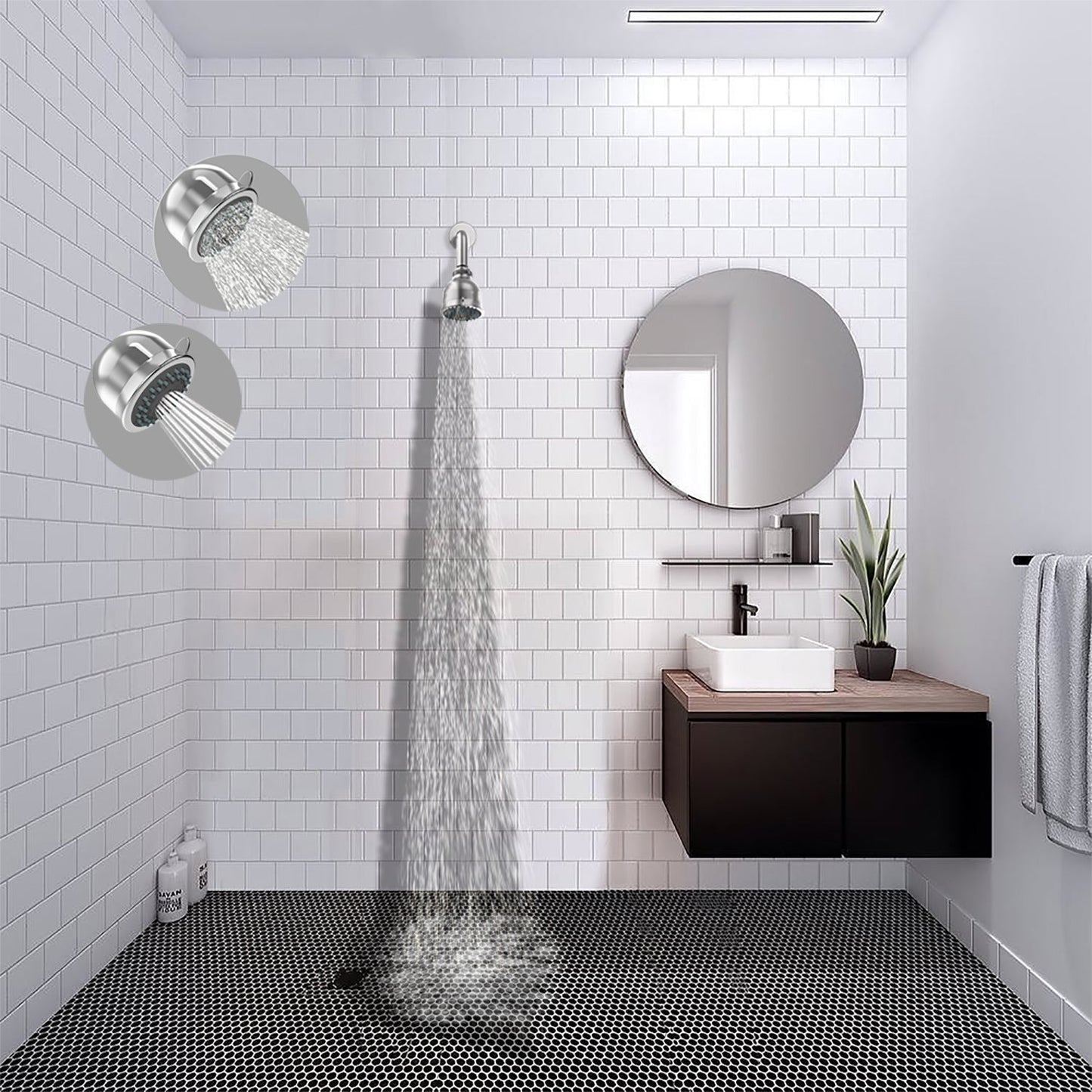 Skorter | 2-spray settings 2.92 inch wall-mounted fixed adjustable shower head in chrome -