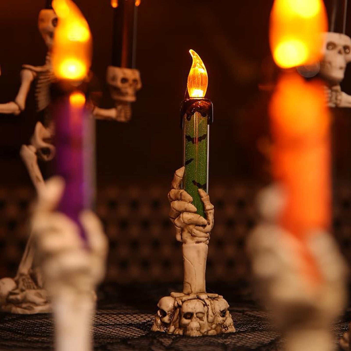 Skorter | Halloween Ghost Hand Electronic Skeleton Candle Halloween Party Bar Props Decoration Glitter Lamp