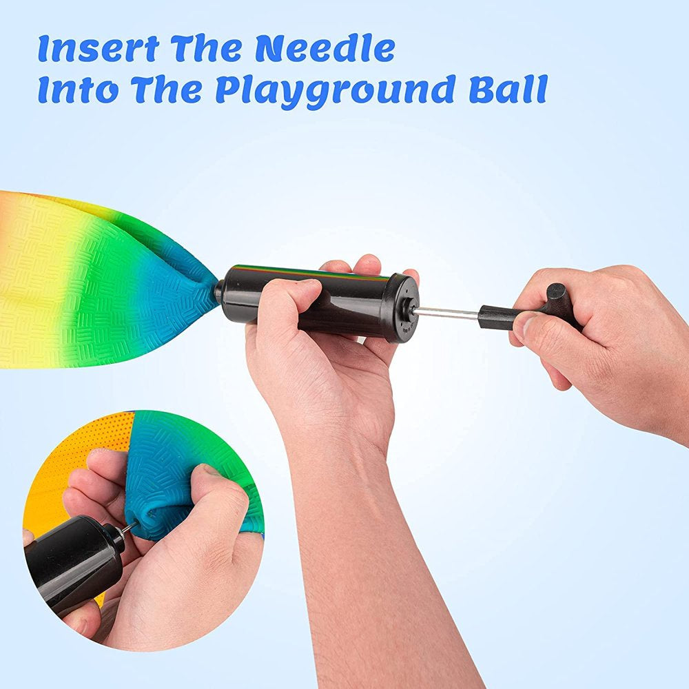 Skørter | Play Balls Kickballs 8.5 Inches, Rainbow Play Ball Set for Kids and Adults, Dodgeball Kick Balls Handballs for Indoor & Outdoor Playground Games with Hand Pump (4 Pack)