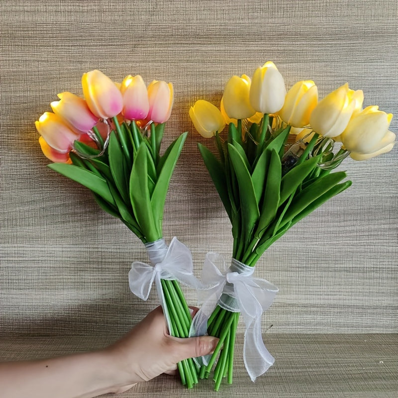 Skorter | LumiBloom - 10 Pieces Tulip LED Lamps, Handmade Bouquet Table Lamps, Perfect
