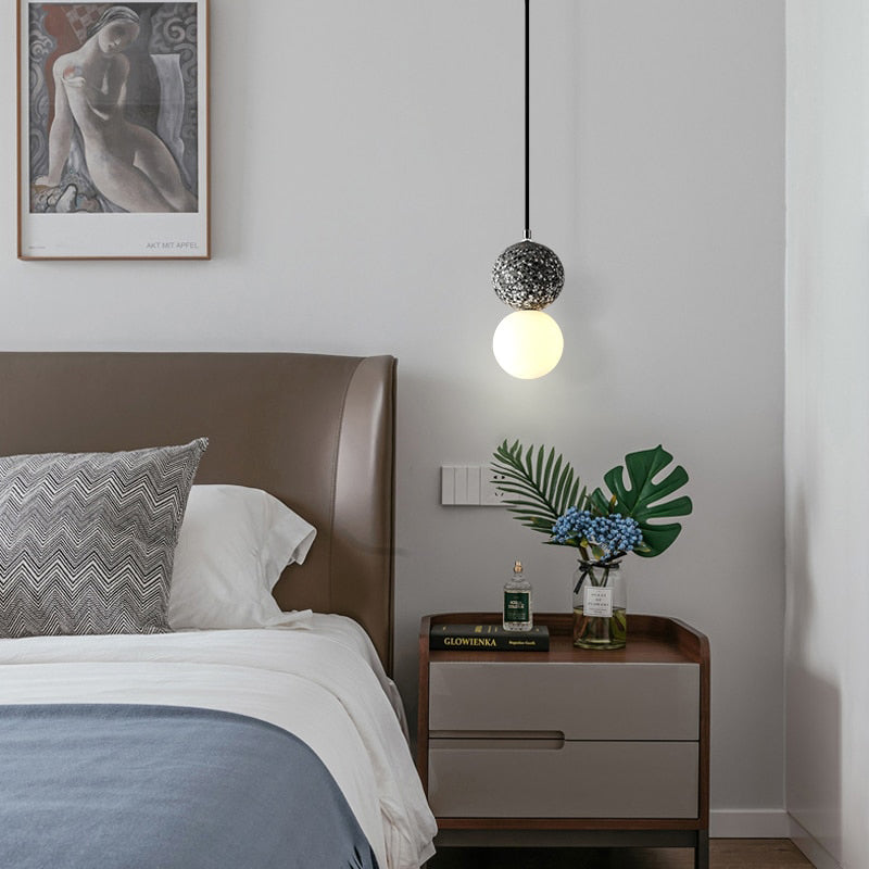 Skorter | Aurora Small Modern LED Ceiling Lamps - Black and White Glass for Dining Table