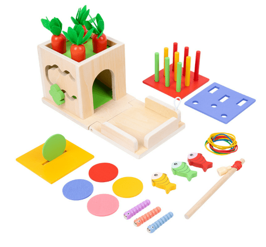 Skorter | ActivityCube – Montessori wooden learning toy with 8 activities for babies from 6 months