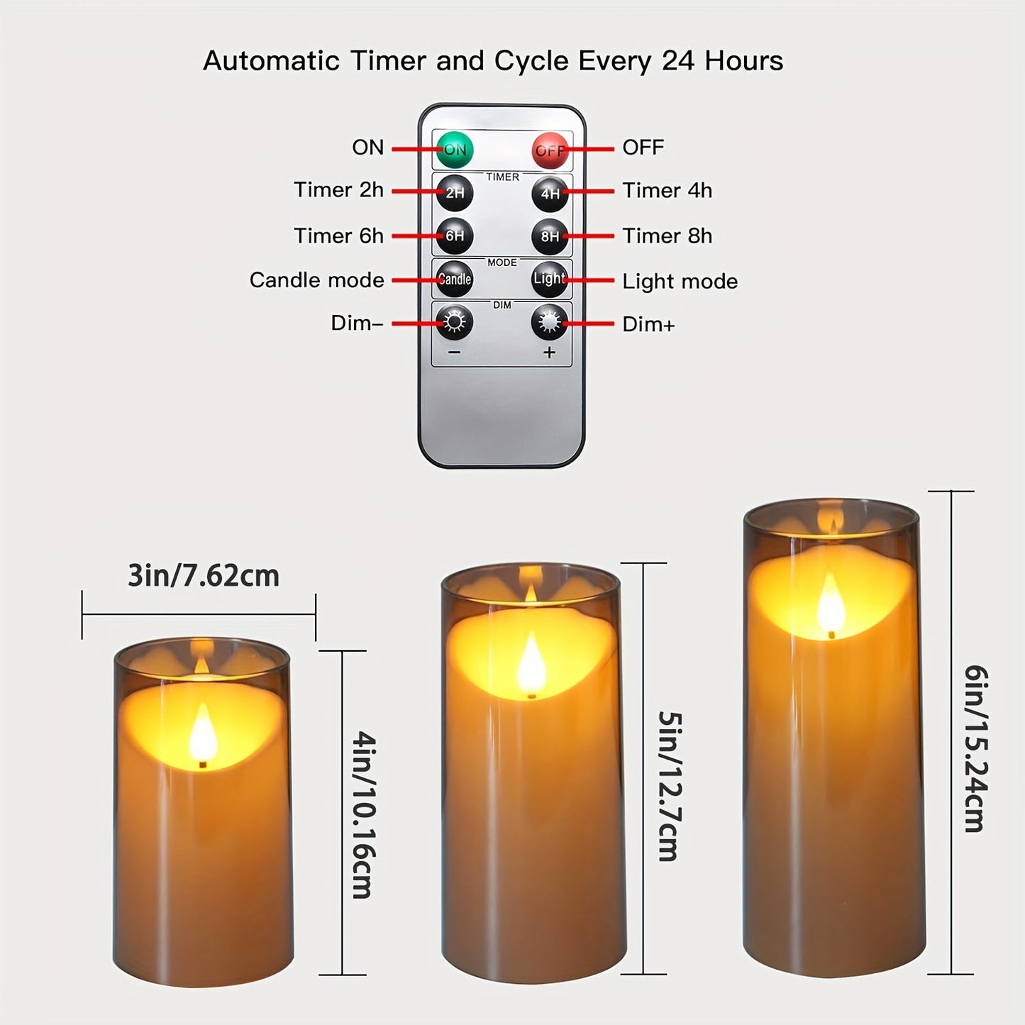 Skorter | 3 pcs LED Lights with Remote - With Timer and Infrared Sensor, Gray
