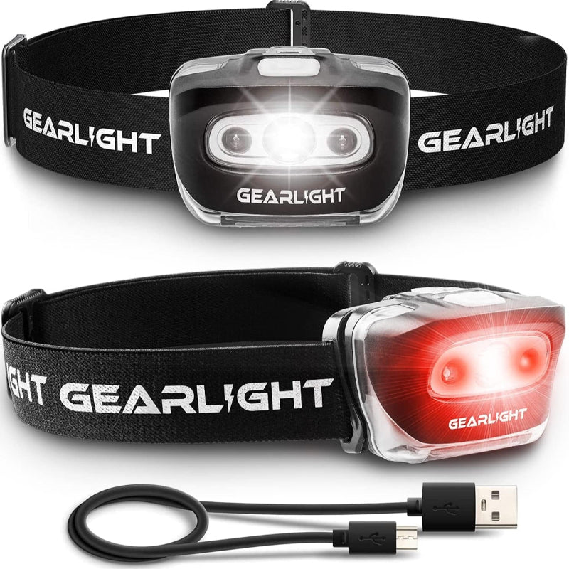 Skørter | 2-Pack LED Headlamp, Adjustable Headband with 7 Modes