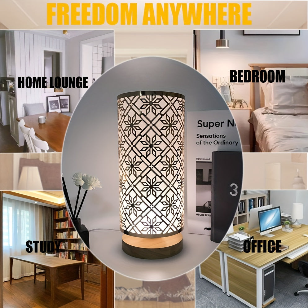 Skorter | LumiPattern - Modern USB-powered Table Lamp, Adjustable Brightness, Metal Frame and Plasticized Shade