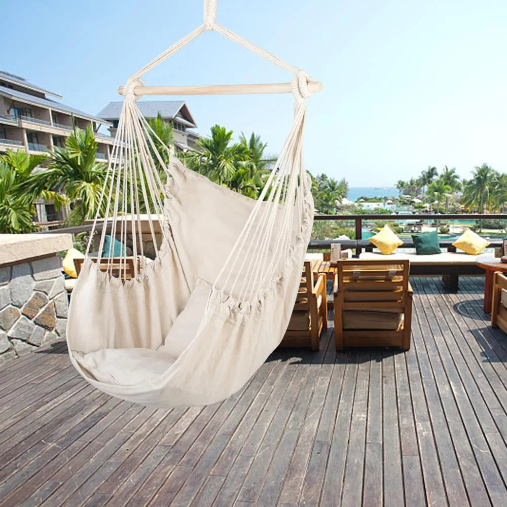 Skørter | Hanging Rope Swing Chair Hammock with Two Cushions