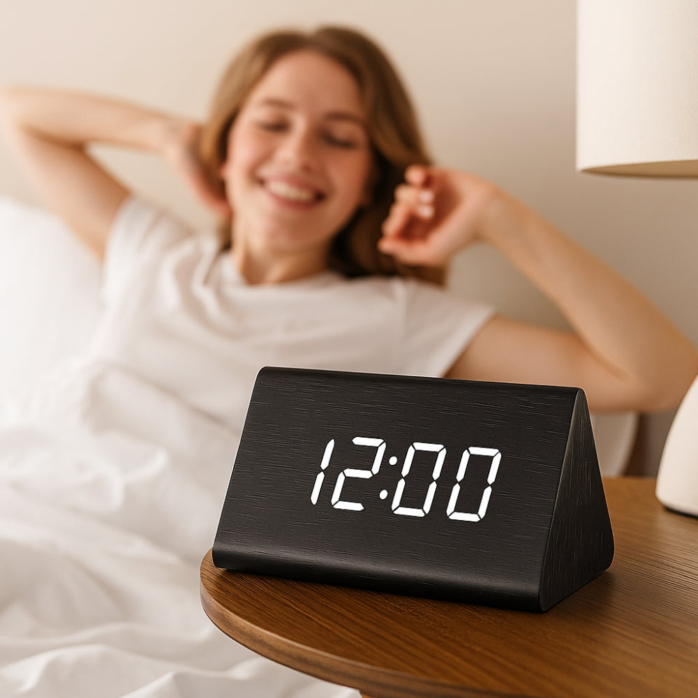 Skorter | Elora Wooden LED Alarm Clock Digital Display