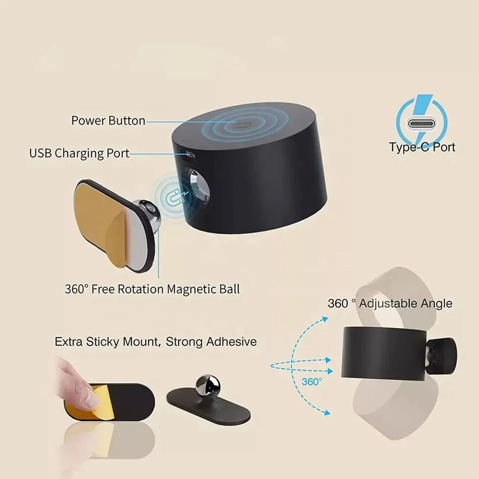 Skorter | ZENLAMP – Wireless 360° Rotating LED Lamp for Flexible Lighting
