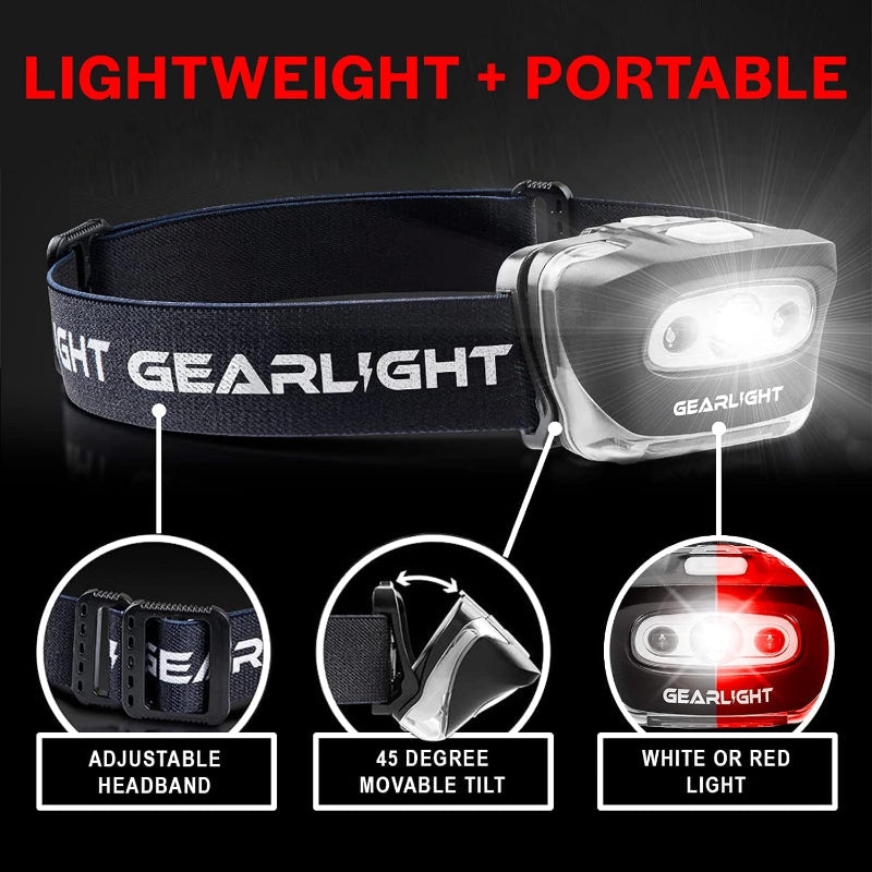 Skørter | 2-Pack LED Headlamp, Adjustable Headband with 7 Modes