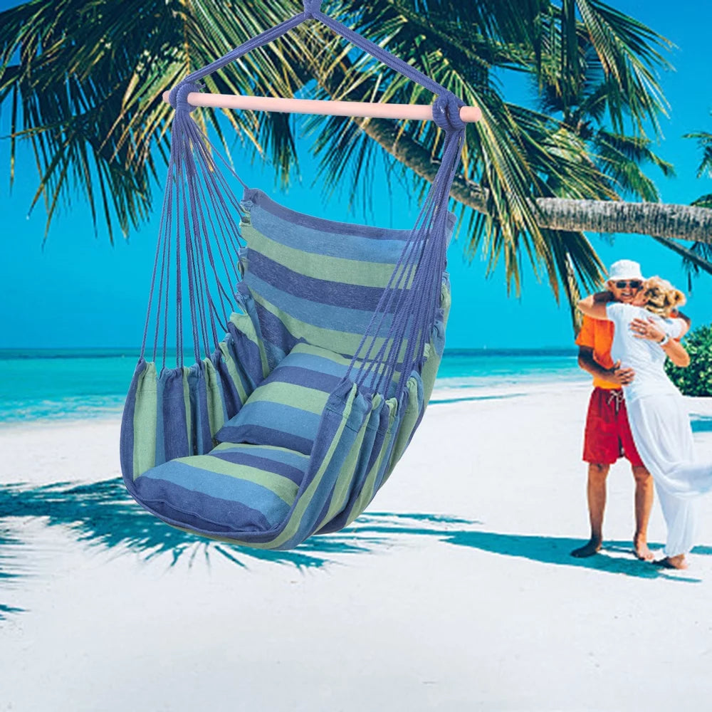 Skørter | Hanging Rope Swing Chair Hammock with Two Cushions