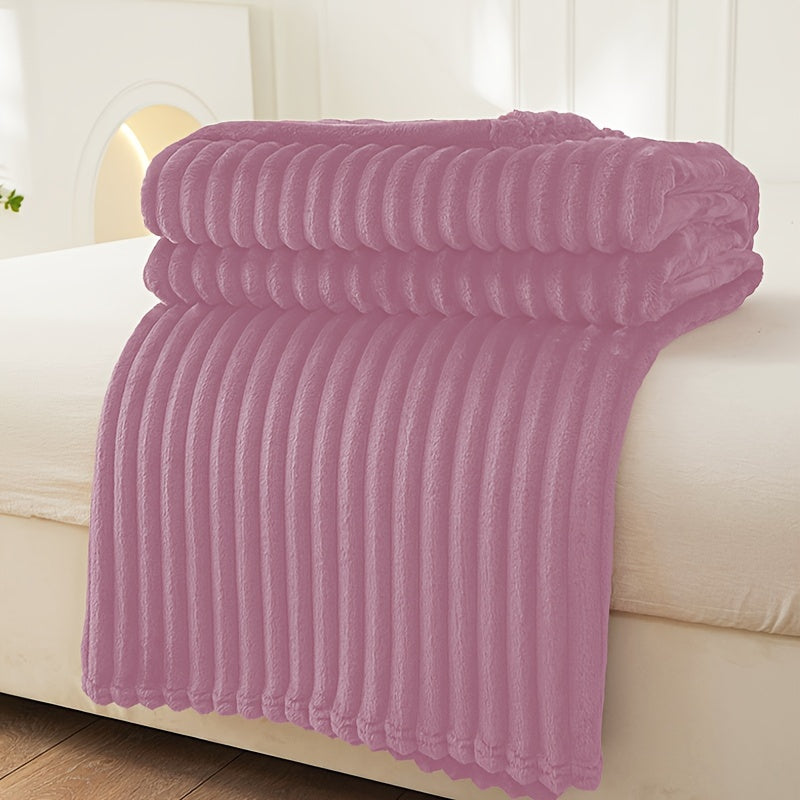 Skorter | Thick Striped Plush Rug - Soft and Skin-Friendly Sofa Blanket, Multifunctional Nap Rug