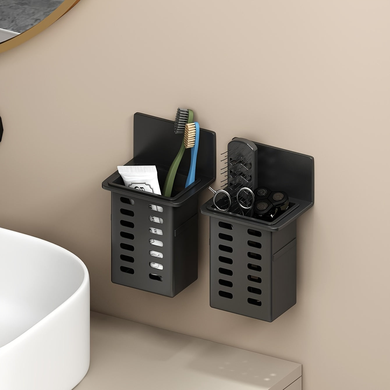 Skorter | Black Cosmetic Rack – Drill-Free Wall-Mounted Storage Shelf