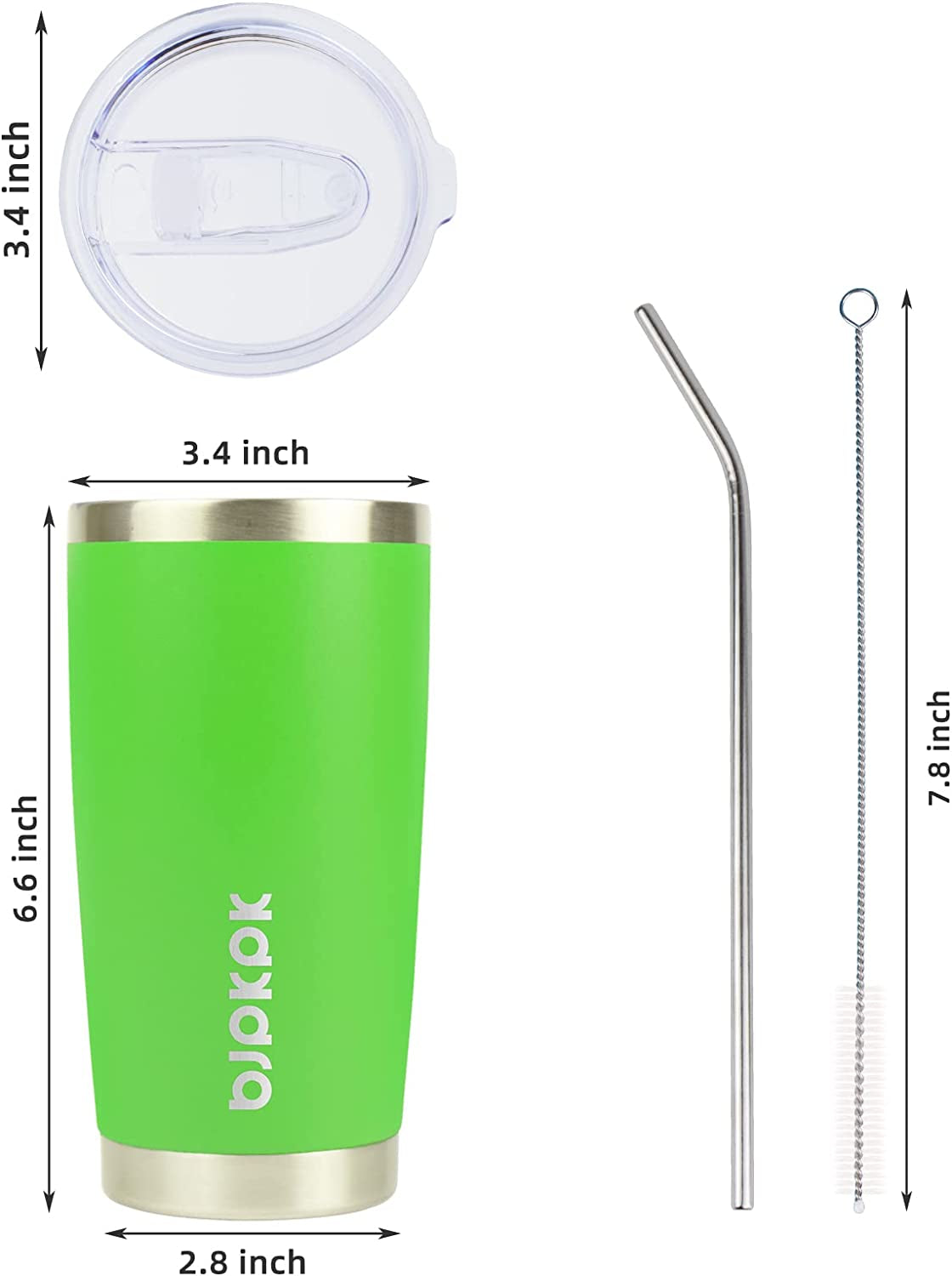 Skørter | 20 oz Insulated Glass With Lid And Straw In Stainless Steel Coffee Tumbler Cup, Green