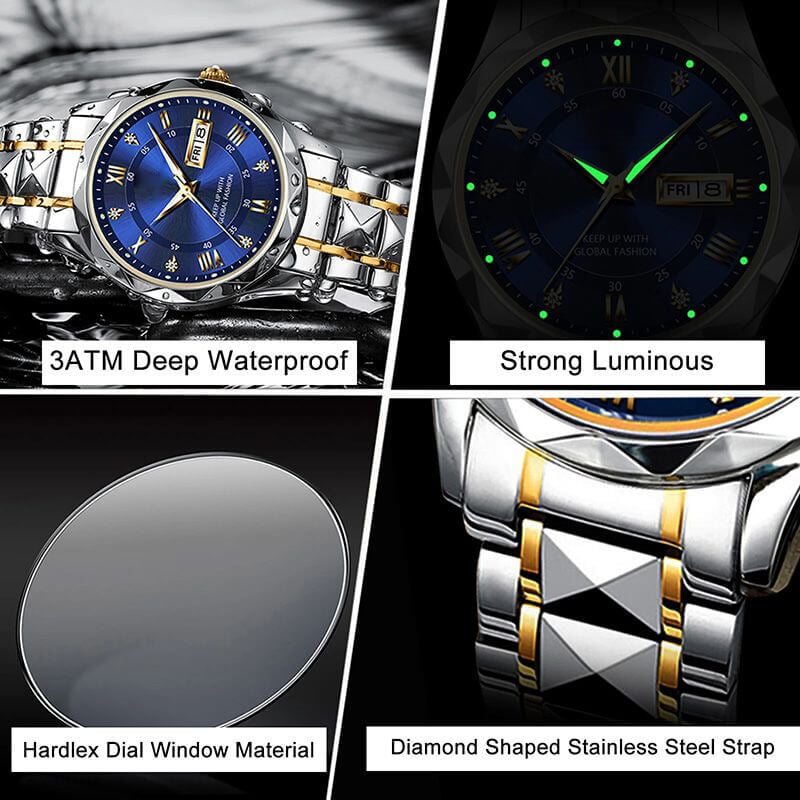 Skorter | Waterproof Luminous Stainless Steel Two-tone Quartz Men's Watch