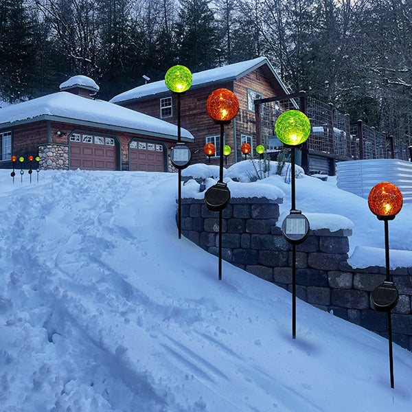 Skorter | Multicolored solar LED crackle ball garden stakes, set of 4