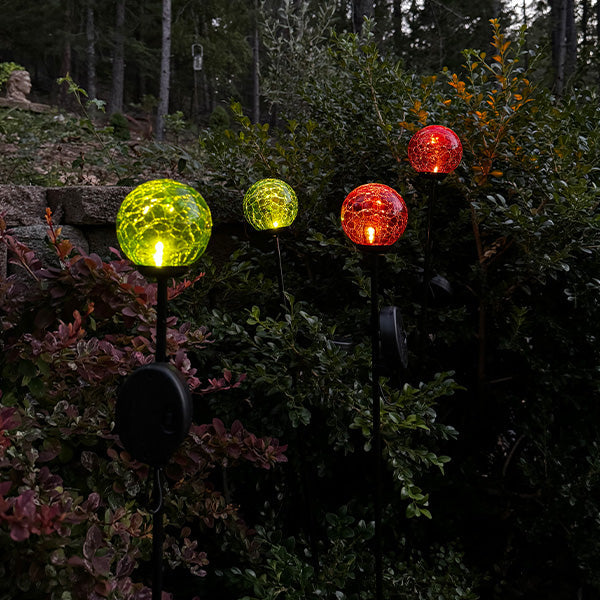 Skorter | Multicolored solar LED crackle ball garden stakes, set of 4