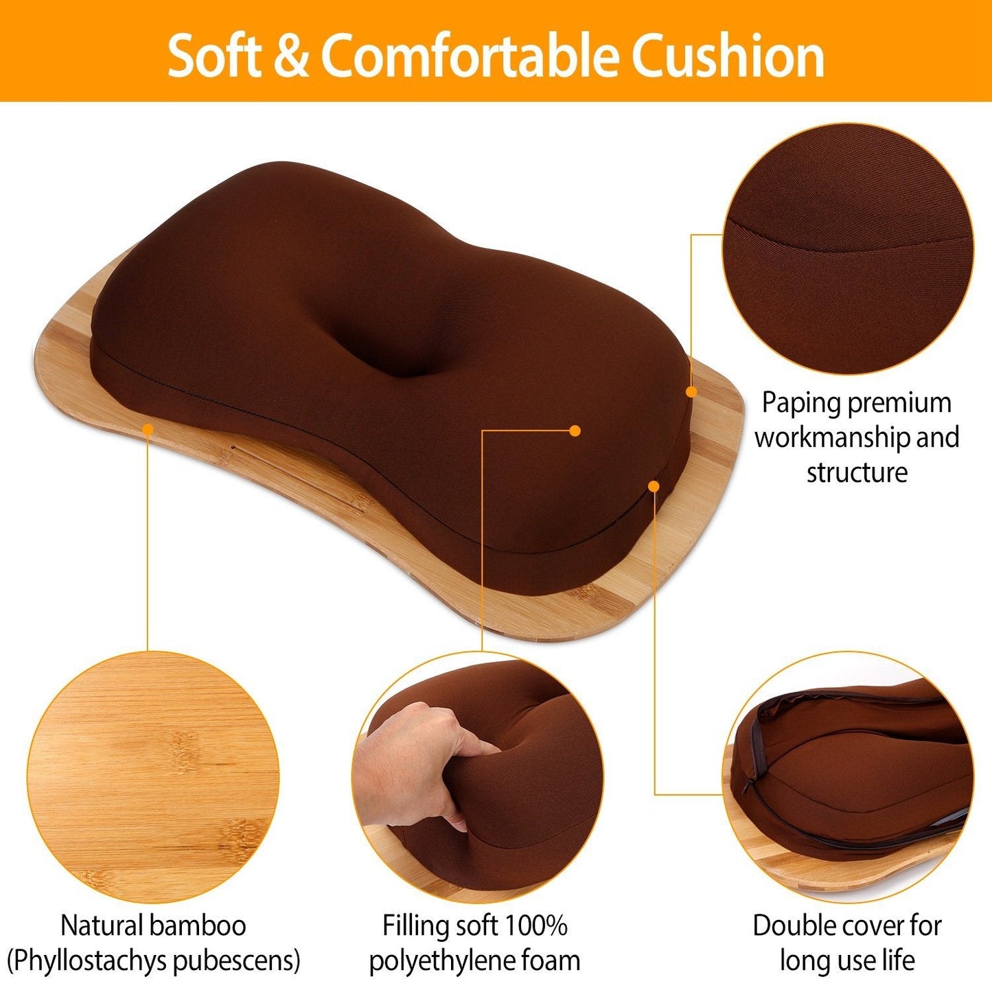 Skorter | Bamboo Laptop Lap Desk with Cushion Holder Table