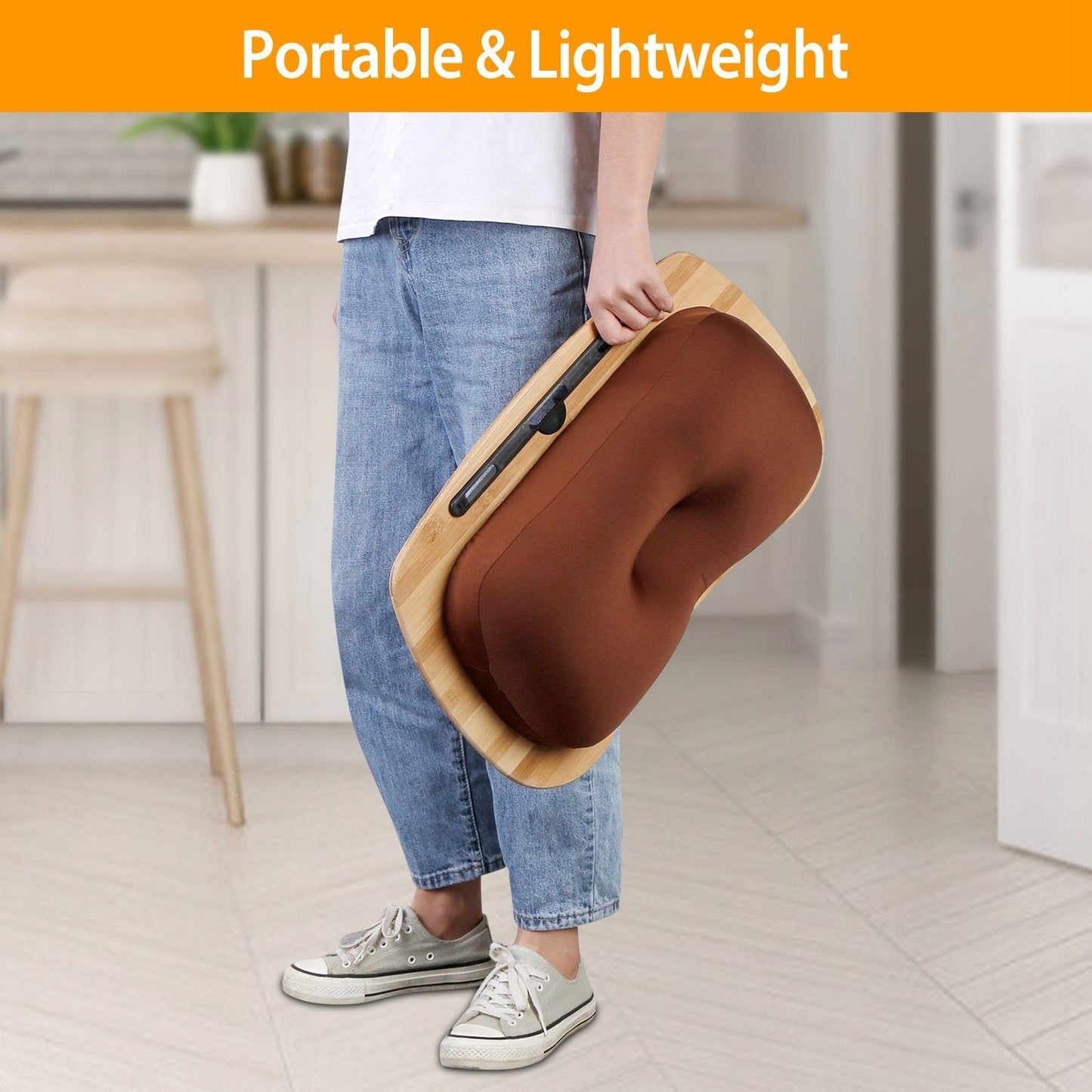 Skorter | Bamboo Laptop Lap Desk with Cushion Holder Table