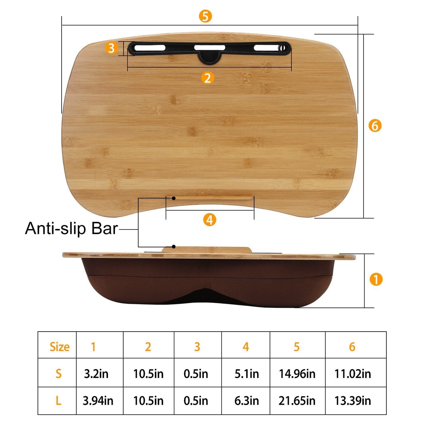 Skorter | Bamboo Laptop Lap Desk with Cushion Holder Table