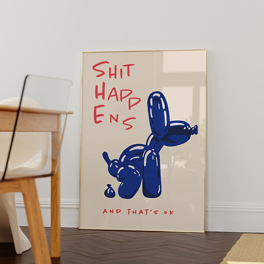 Skorter | 1 Piece Frame-free Modern Canvas Poster - Inspirational Blue & Red Typography, Balloon Dog Print Wall Decoration