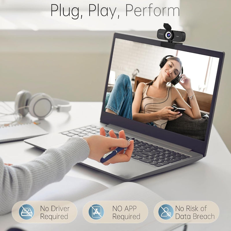 Skorter | 1080P Full HD Webcam with Microphone, Wide Angle Camera, Privacy Protection for PC/Laptop