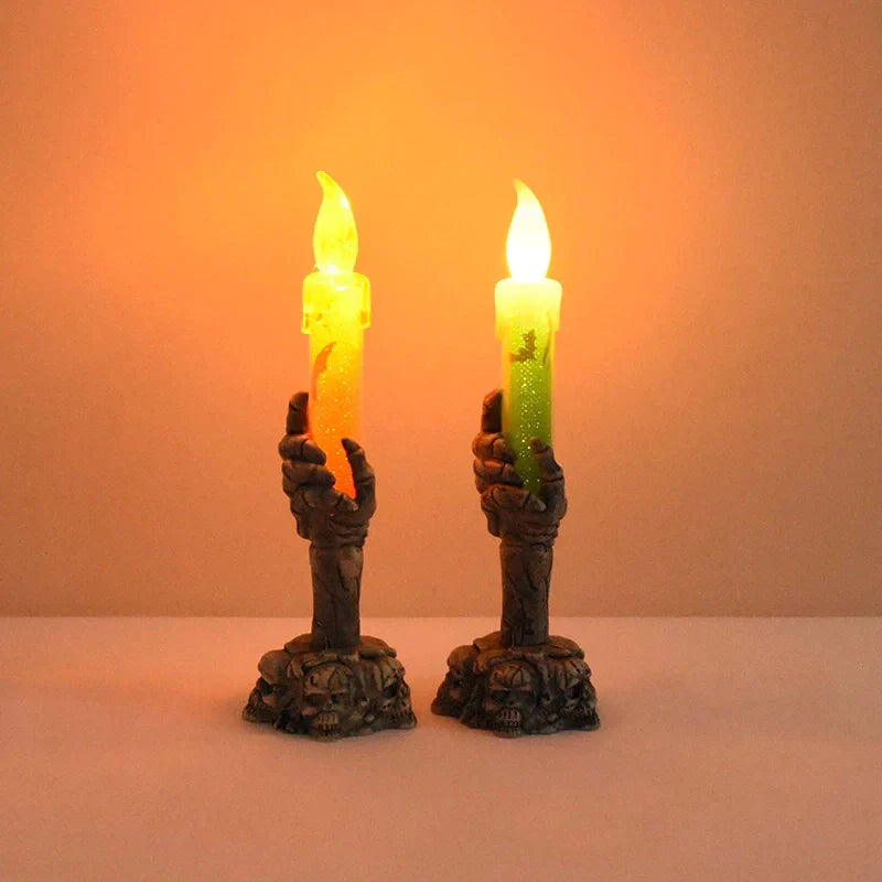 Skorter | Halloween Ghost Hand Electronic Skeleton Candle Halloween Party Bar Props Decoration Glitter Lamp