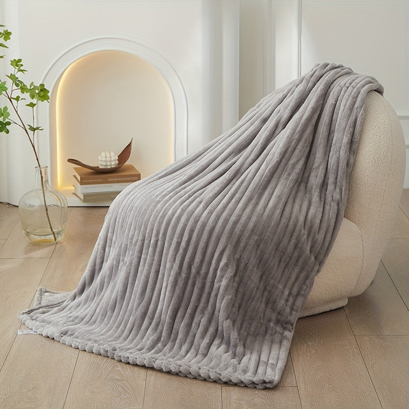 Skorter | Thick Striped Plush Rug - Soft and Skin-Friendly Sofa Blanket, Multifunctional Nap Rug