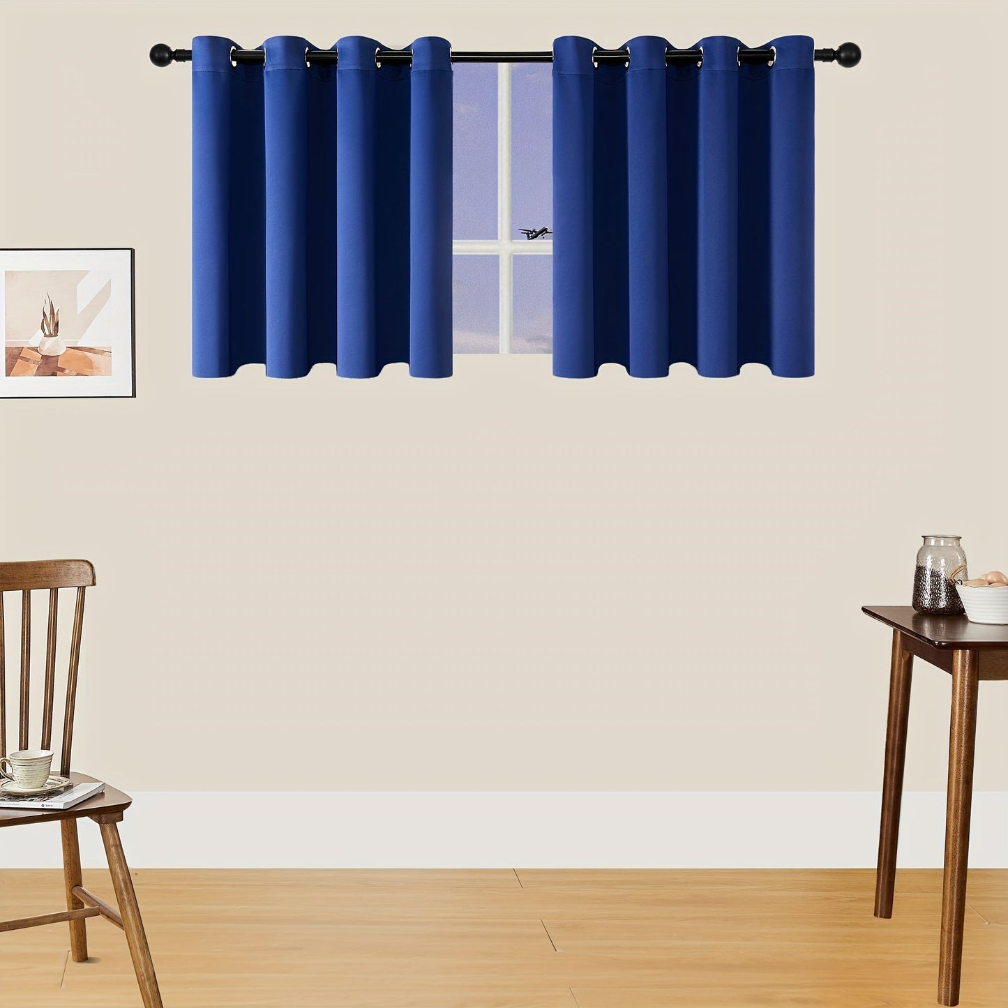 Skorter | Blackout Curtains - 2 Pieces Modern Polyester Curtains with Thermal Insulation and Rings