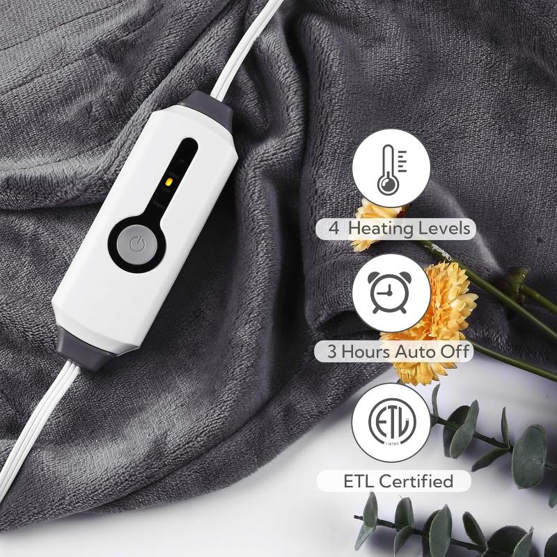 Skørter | Heated electric throw blanket, cozy flannel warming blanket with 4 heat levels