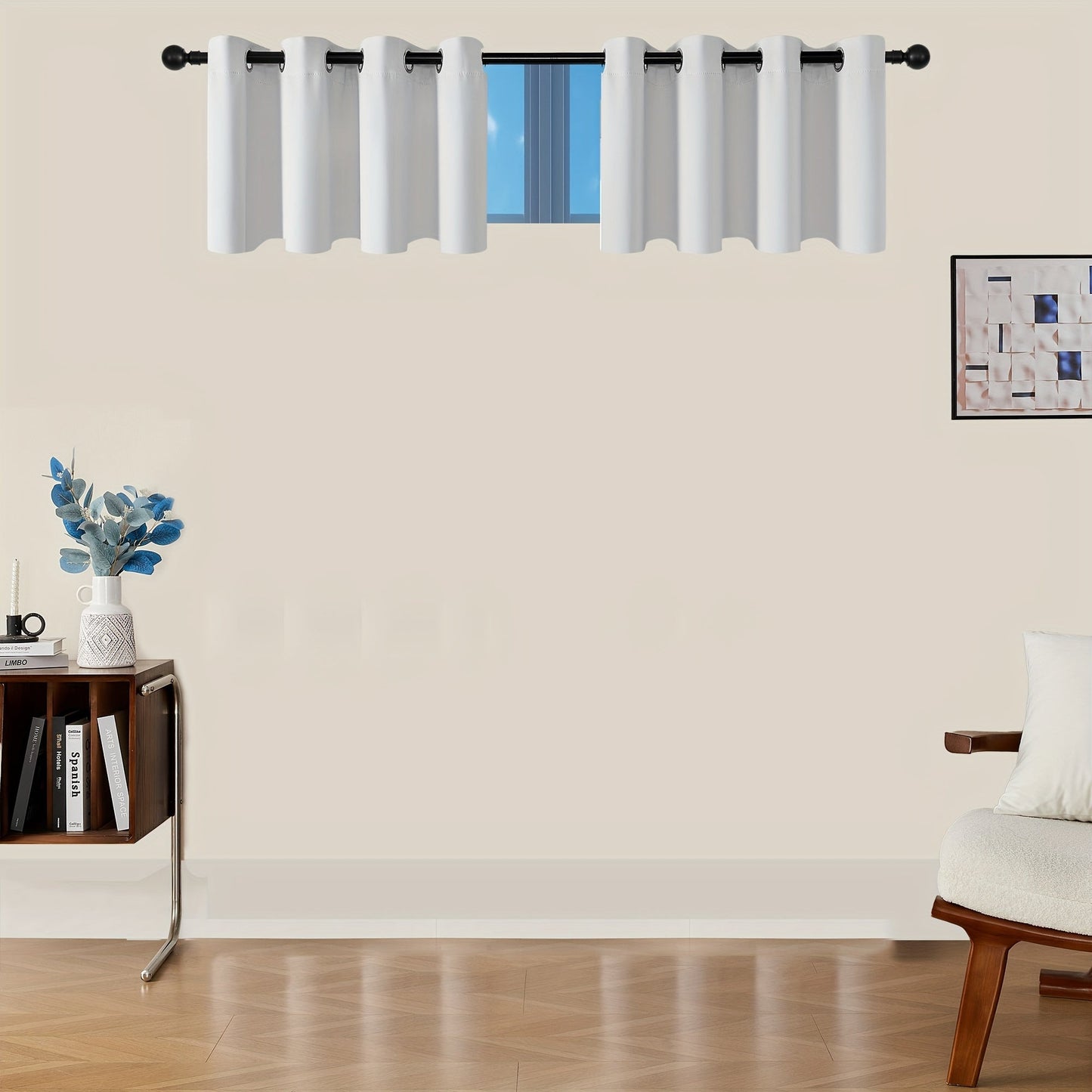 Skorter | Blackout Curtains - 2 Pieces Modern Polyester Curtains with Thermal Insulation and Rings