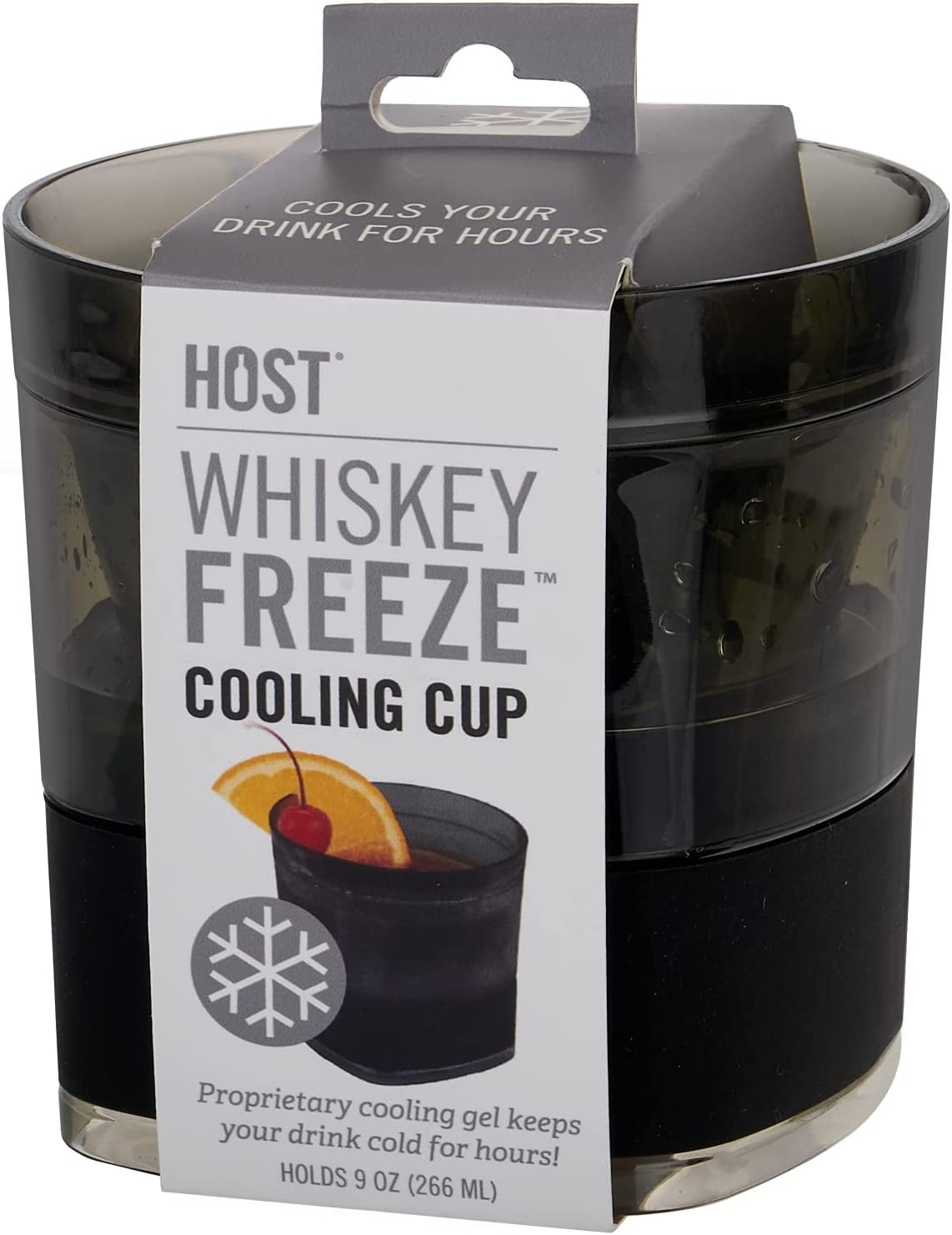 Skorter | Cooling Cups for Whiskey, Bourbon and Scotch, Freezer Gel Chiller Double Wall Glass Set of 1, Smoke, 9 ounces