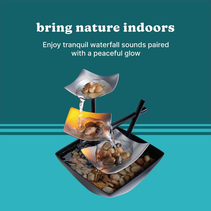 Skorter | Water Fountain Soothing Sound Machine - Automatic Pump, Deep Pool & Natural River Stones