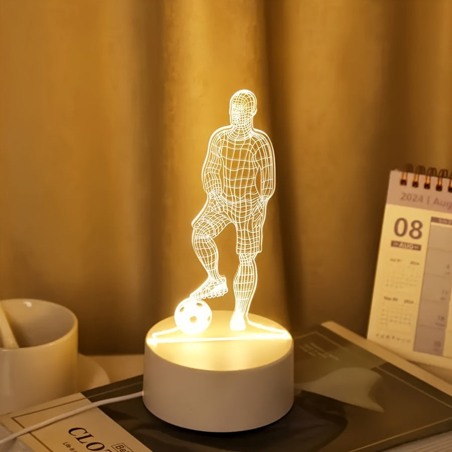 Skorter | SportGlow - 3D Football Player Illusion LED Table Lamp with Acrylic Dome
