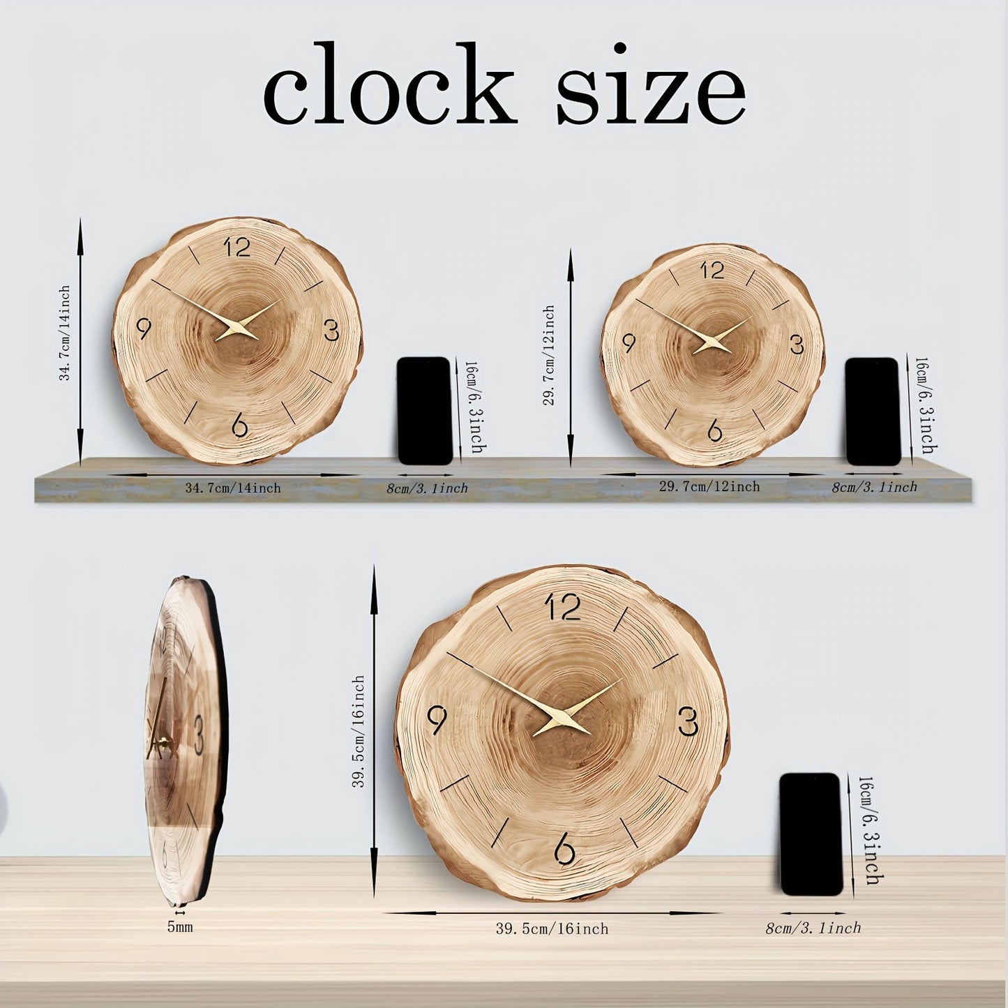 Skorter | Silent Quartz Wall Clock with Wooden Frame