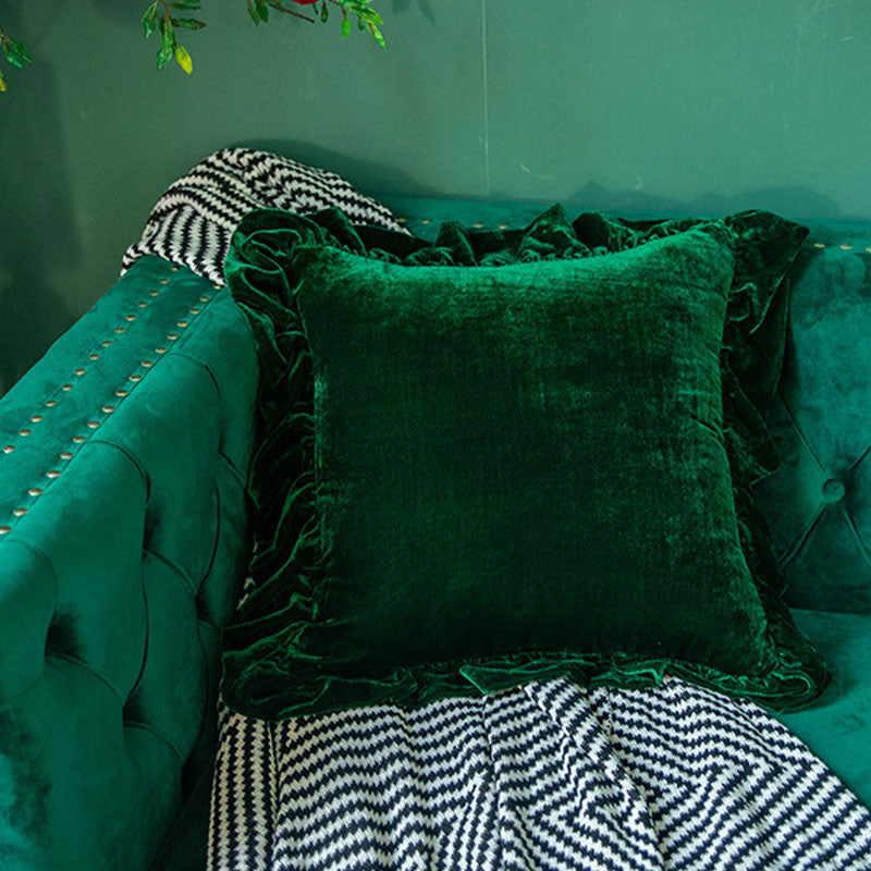 Skorter | Suede Solid Color Pillowcase with Ruffled