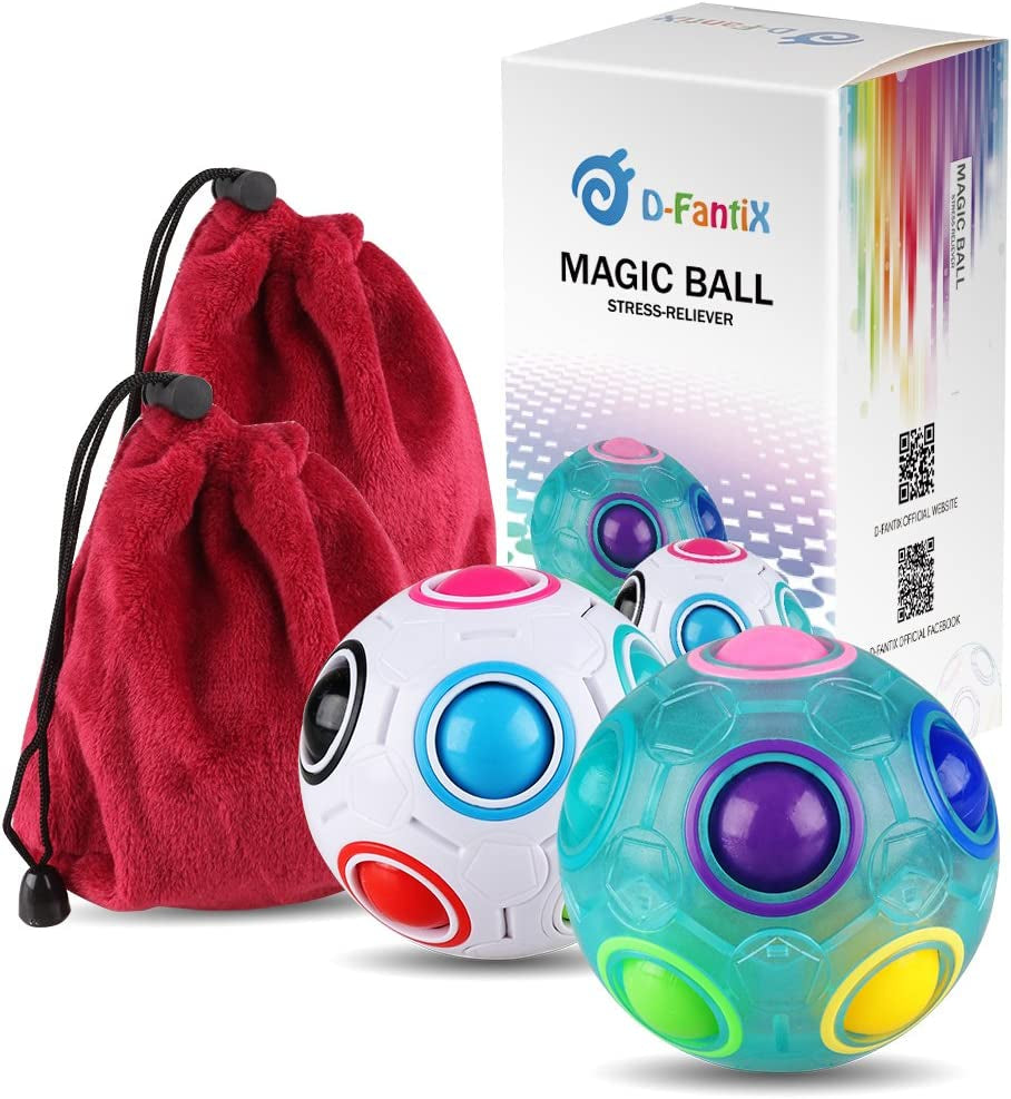 Skørter | Set with 2 Rainbow Puzzle Ball Cube Magic Rainbow Ball Puzzle Bundle Stress Fidget Ball Brain Teaser